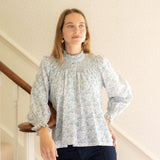 Scholl Blouse Flower Field Linen with Aqua Kiss Hand Smocking Edition 48