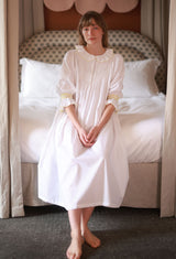 Bessie Coleman Women's Dress Moonstone Cotton with Sunshine Hand Smocking