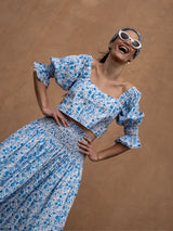Sullivan Skirt Rhapsody in Blue with White Smocking