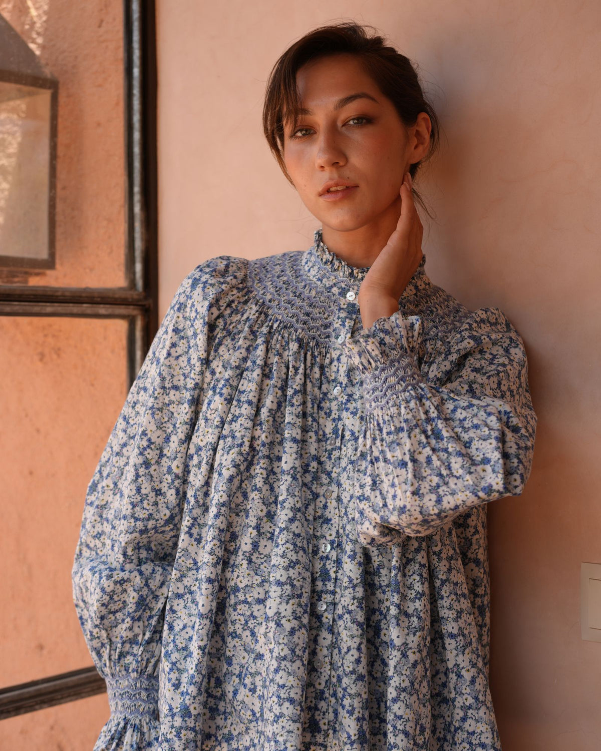Scholl Blouse Midsummer Meadow with Cornflower Haze Hand Smocking Edition 69