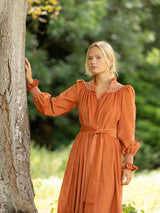 Colette Women's Dress Butterscotch Needlecord with Full Moon Hand Smocking