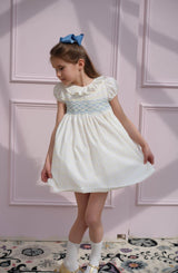 Katherine Johnson Dress Pastel Plumetti with Baby Blue Hand Smocking