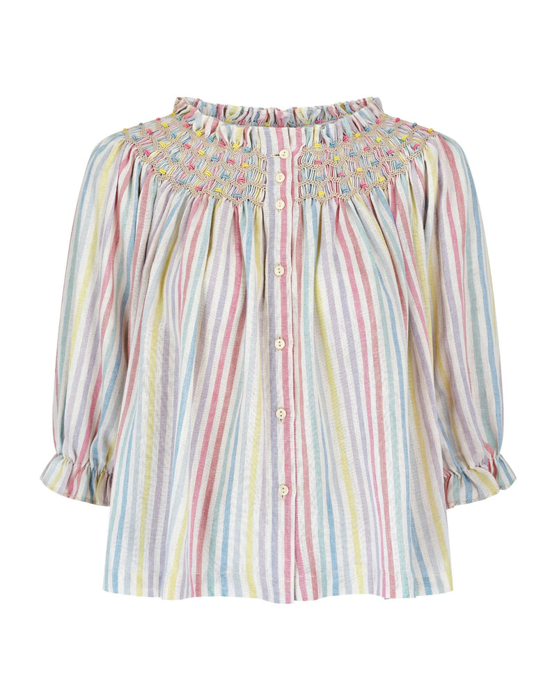 Cleopatra Blouse Pastel Rainbow with Lucky Charm Hand Smocking Edition 41