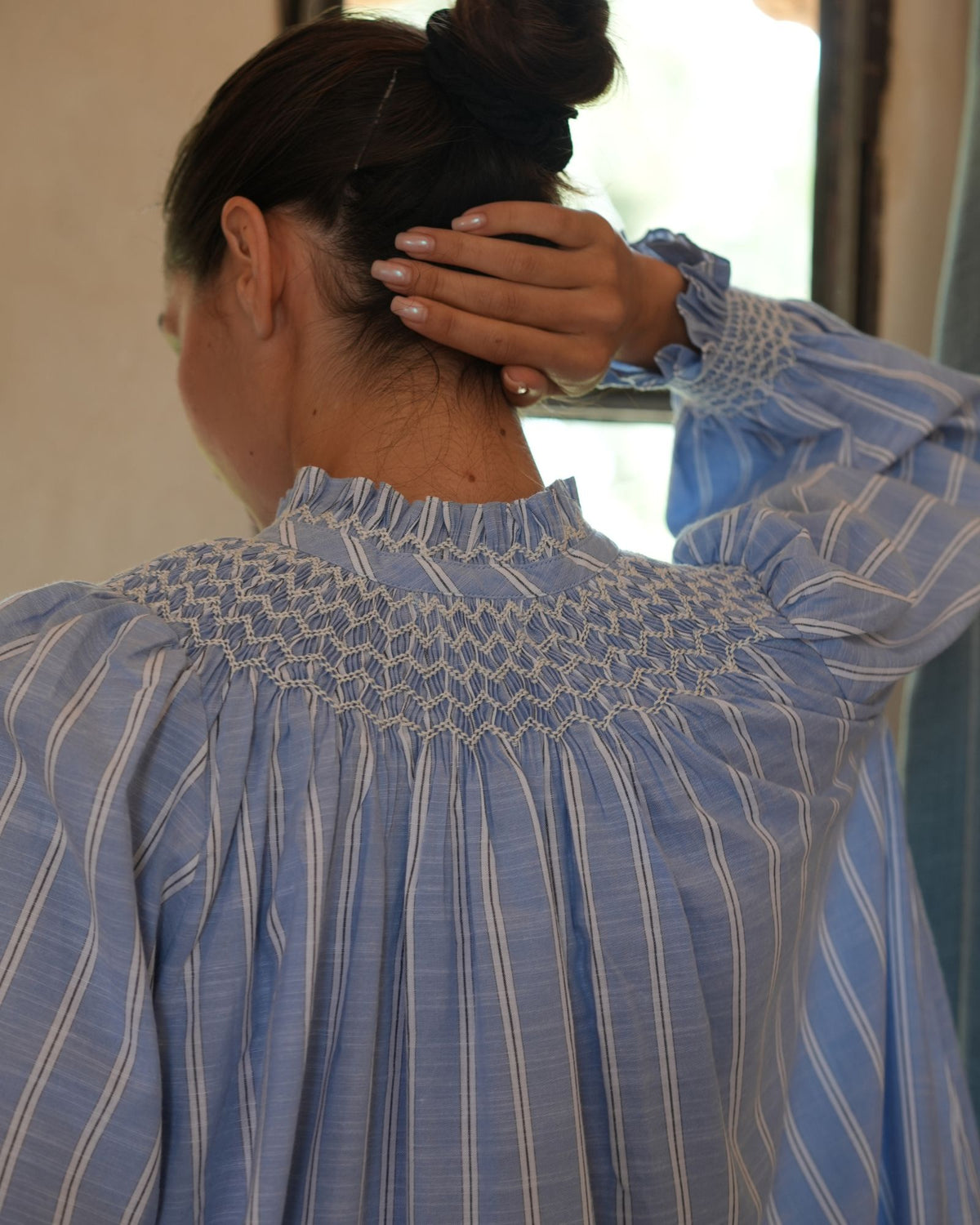 Scholl Blouse Boat Club Stripe with Chalk Hand Smocking Edition 68