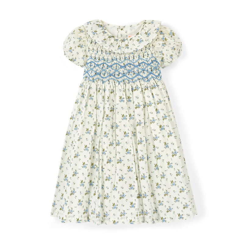 Katherine Johnson Dress Brunnera Blooms with Forget Me Not Hand Smocking
