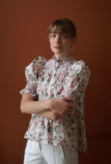 Scholl Short Sleeve Blouse with Generous Gardener Hand Smocking Made with Liberty Carmine Rose Pink Edition 41