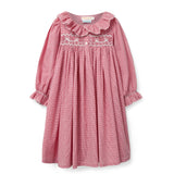 Nightingale Girl's Dress Red Vichy with Snow Bow Hand Smocking