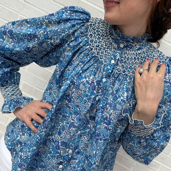 Scholl Blouse with White Horses Hand Smocking Made With Liberty Margaret Annie Edition 42