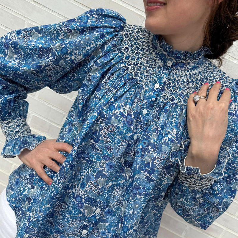 Scholl Blouse with White Horses Hand Smocking Made With Liberty Margaret Annie Edition 42