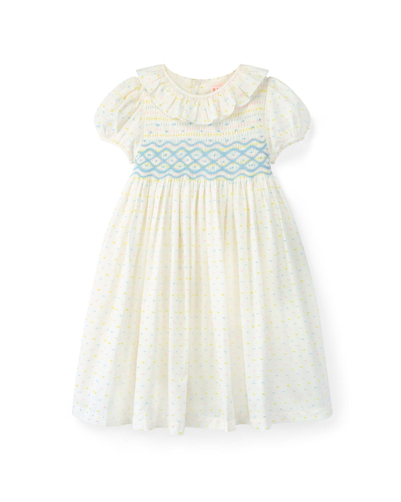 Katherine Johnson Dress Pastel Plumetti with Baby Blue Hand Smocking