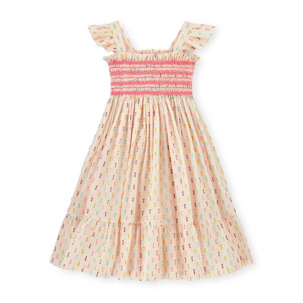 Rachel Carson Girls Dress Neon Confetti Plumetti with Wham Bar Hand Smocking