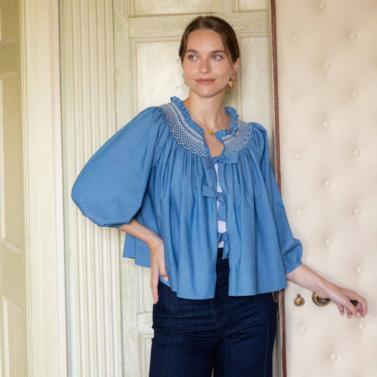 Cleopatra Jacket Chambray Vanilla Hand Smocking Edition 2