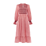 Emmeline Pankhurst Women's Dress Mulberry Trellis with Diamonds and Rubies Hand Smocking