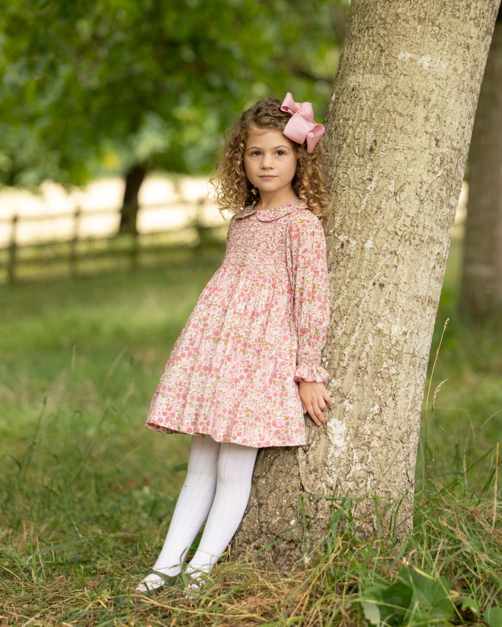 Antoinette Dress Raspberry Crumble Hand Smocking made Liberty Poppies & Daisies Fabric