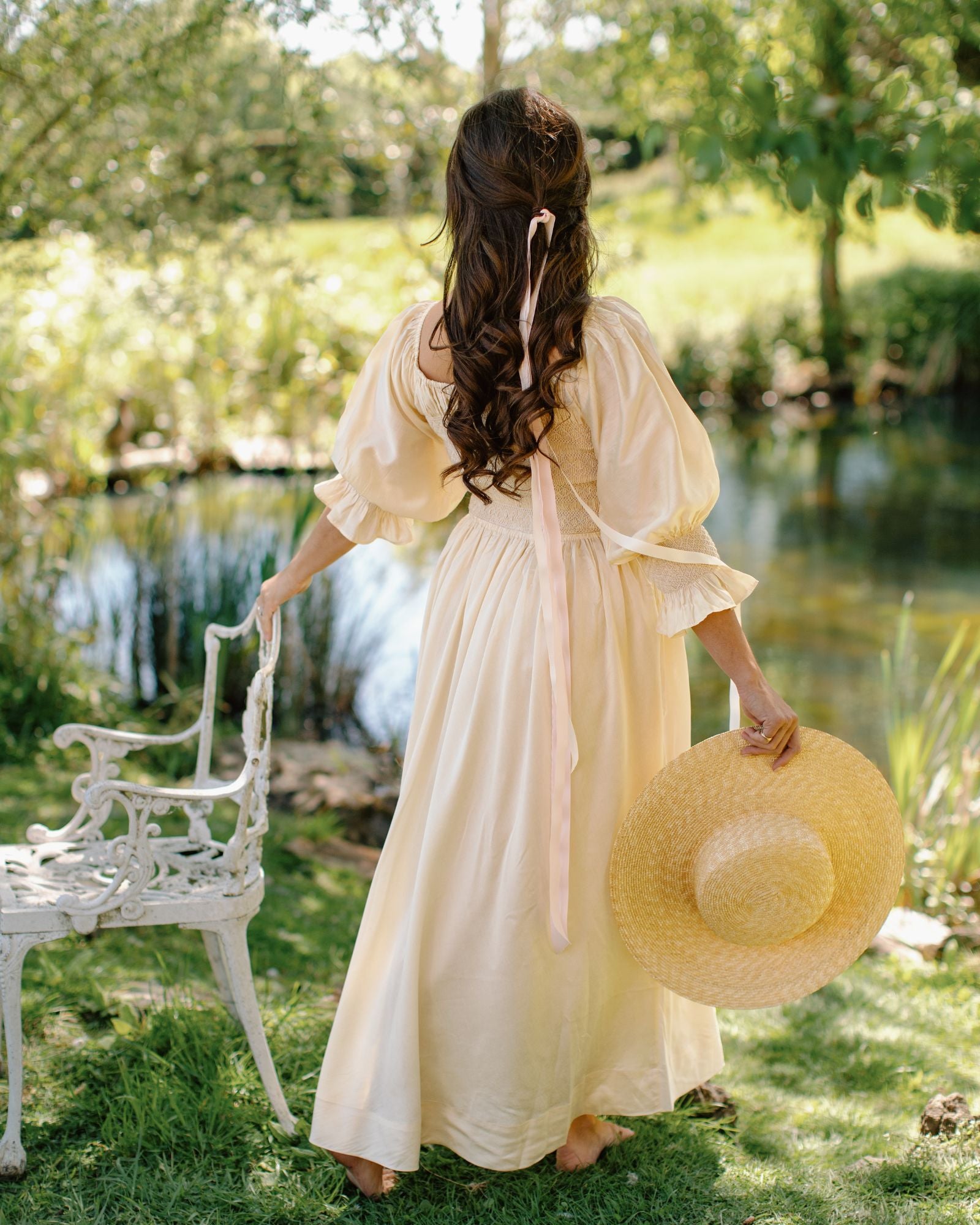 My Mulberry House x Smock London Liesl Dress Buttermilk Silk Cotton with Parchment Hand Smocking