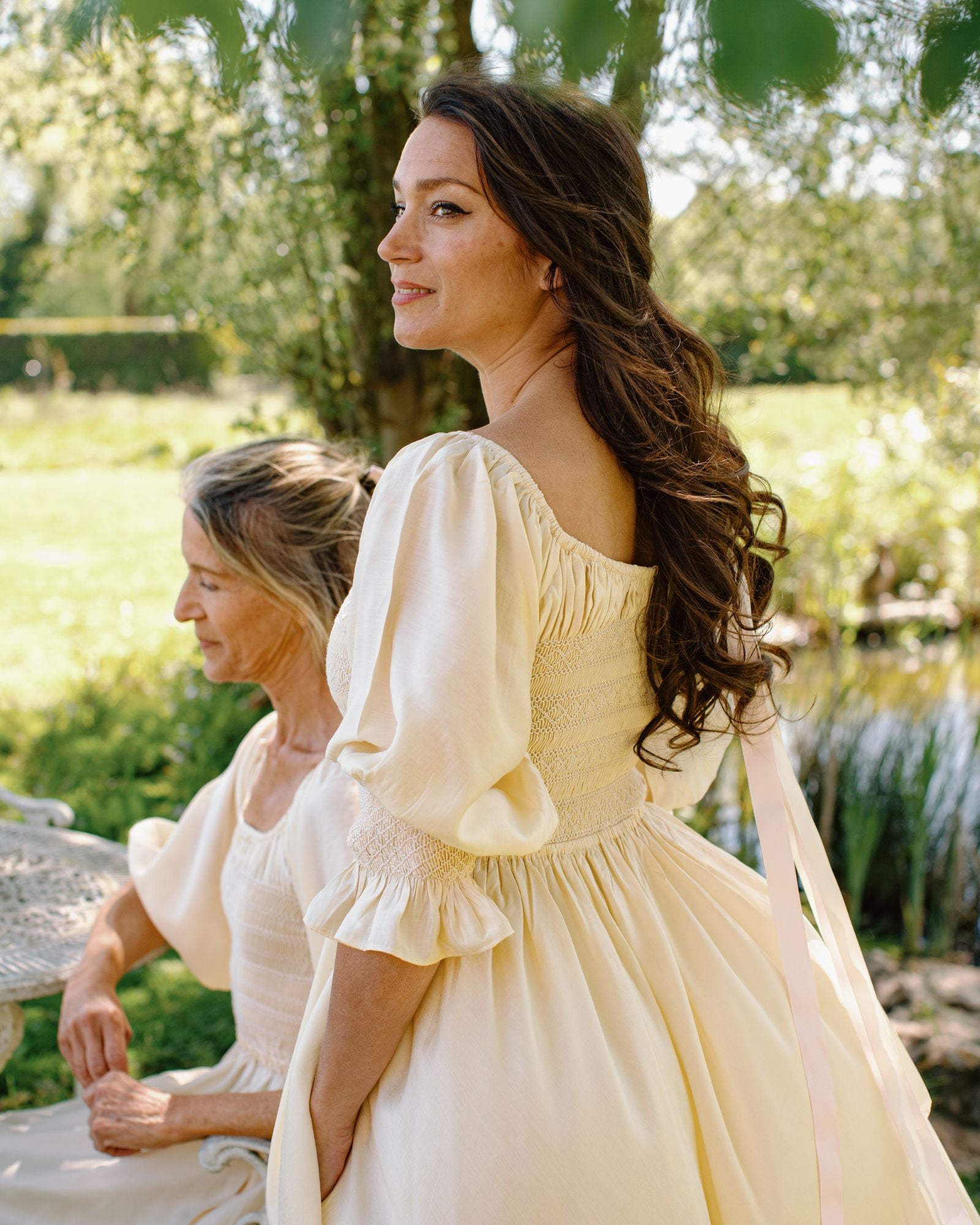 My Mulberry House x Smock London Liesl Dress Buttermilk Silk Cotton with Parchment Hand Smocking