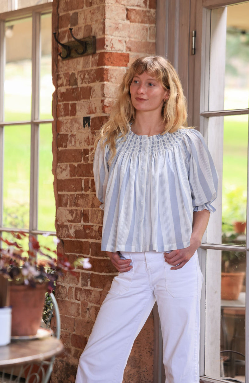 Cleopatra Blouse Maine Stripe with Seaside Hand Smocking Edition 39
