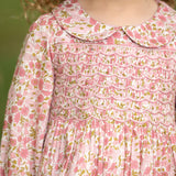 Antoinette Dress with Raspberry Crumble Hand Smocking made with Liberty Poppies & Daisies Fabric