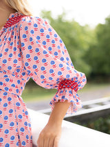 Ada Lovelace Dress Marigold Block Print with Roses are Red Hand Smocking
