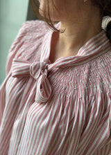 Burdett-Coutts Pussy Bow Blouse Cinnamon Stripe Cotton With Spiced Vanilla Smocking Edition 2