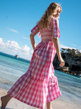 Grace Hopper Dress Giant Pink Gingham with Clean Slate Hand Smocking