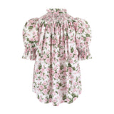 Scholl Short Sleeve Blouse with Generous Gardener Hand Smocking Made with Liberty Carmine Rose Pink Edition 41