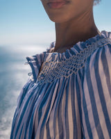 Grace Darling Dress Marine Stripe with Milk Hand Smocking