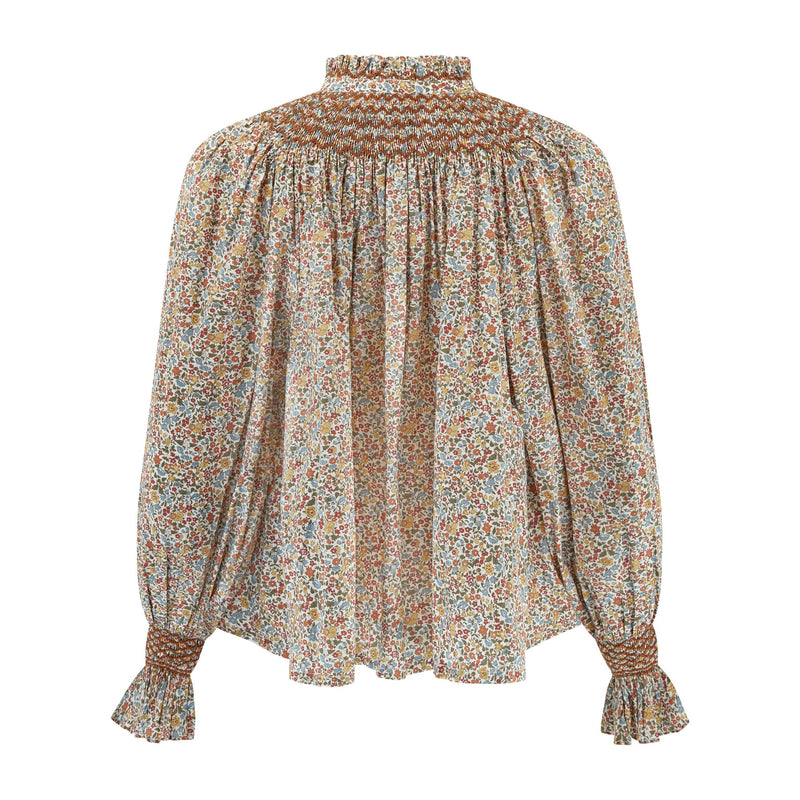 Scholl Blouse with Hazelnut Hand Smocking made with Liberty Ava Edition 51