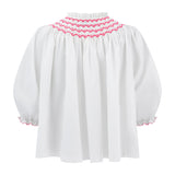 Cleopatra Blouse White with Girl About Town Hand Smocking