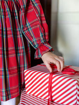 Margaret Thatcher Dress Red Royal Stewart with Nutcracker Hand Smocking