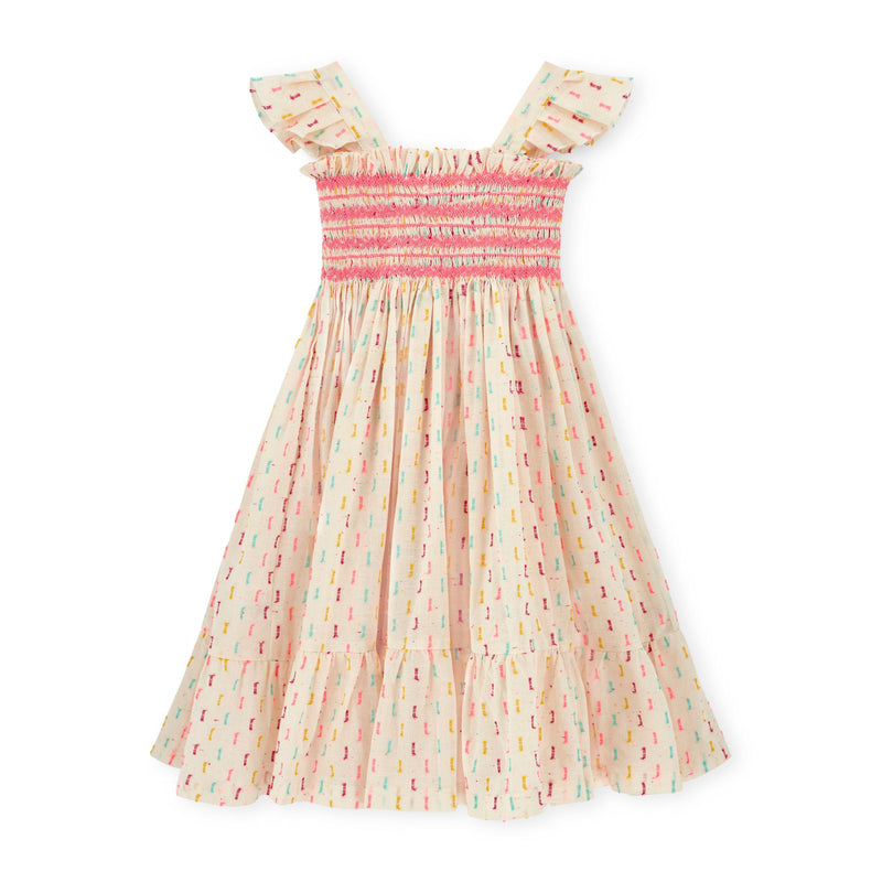 Rachel Carson Girls Dress Neon Confetti Plumetti with Wham Bar Hand Smocking
