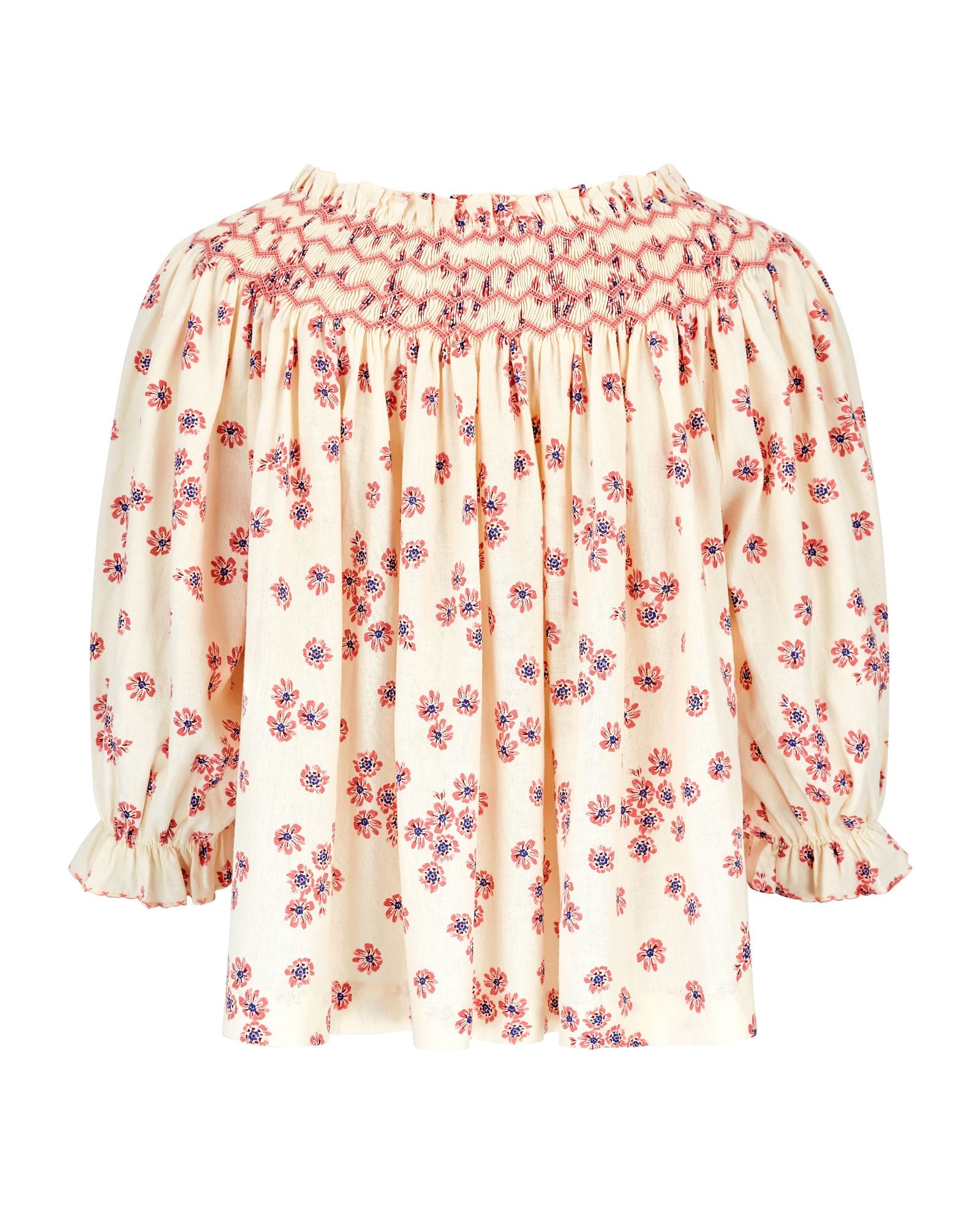 Cleopatra Blouse Painted Petals with Blush Hand Smocking Edition 38