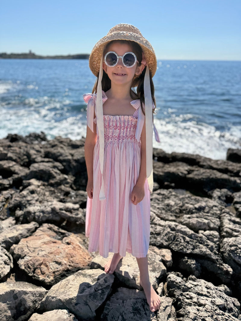 Beatrix Potter Sun Dress Sugared Violet Stripe with Sweet Shop Hand Smocking