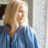 Ada Lovelace Dress Chambray with Berries and Cream Hand Smocking