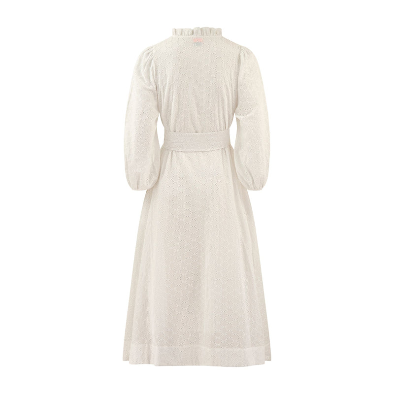 Junko Tabei Dress Broderie Anglaise with Barbilicious Honeycomb Hand Smocking