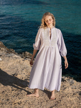Junko Tabei Dress Lavender Haze with Lemon Sprinkles Hand Smocking