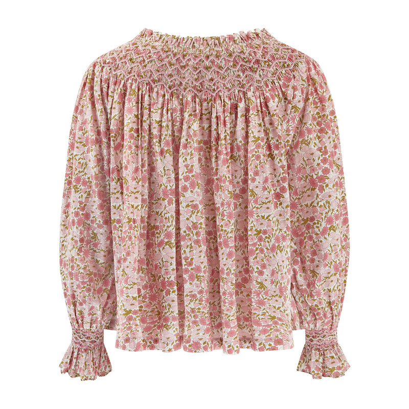 Cleopatra Blouse with Hedgerow Haze Hand Smocking made with Liberty Poppies and Daisies Edition 30