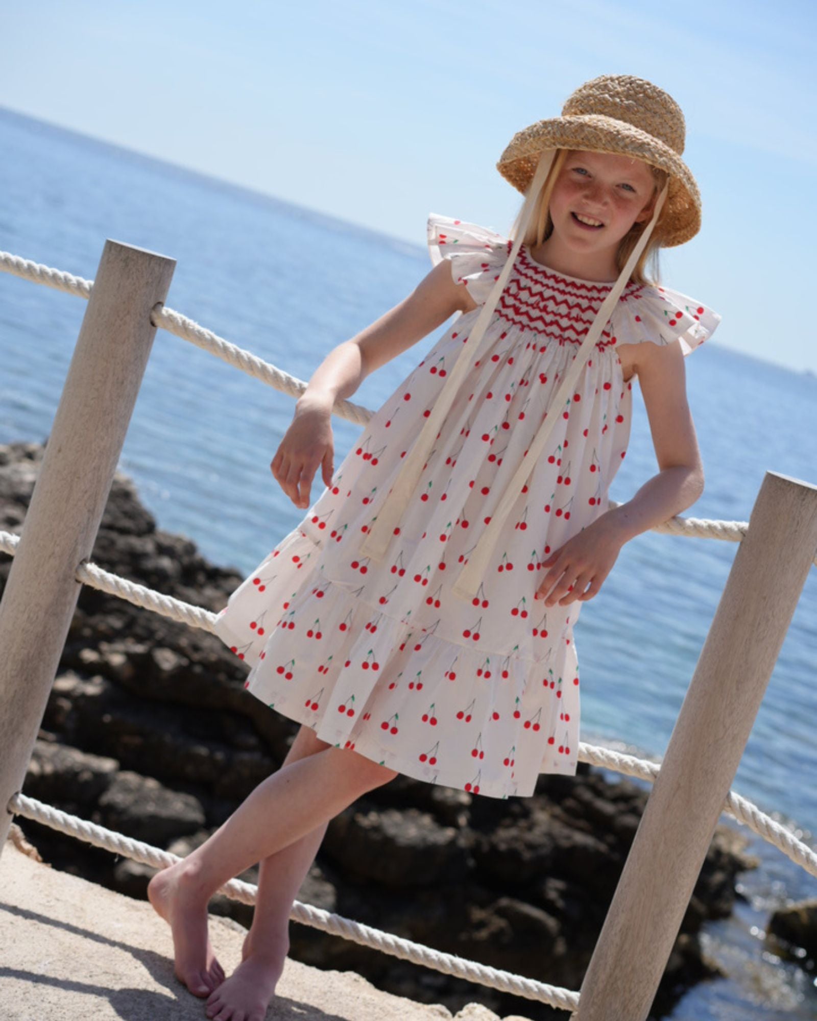 Indira Gandhi Flutter Dress Mon Cherry Cotton La Mode Hand Smocking