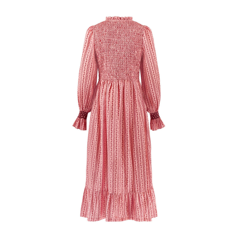 Emmeline Pankhurst Women's Dress Mulberry Trellis with Diamonds and Rubies Hand Smocking
