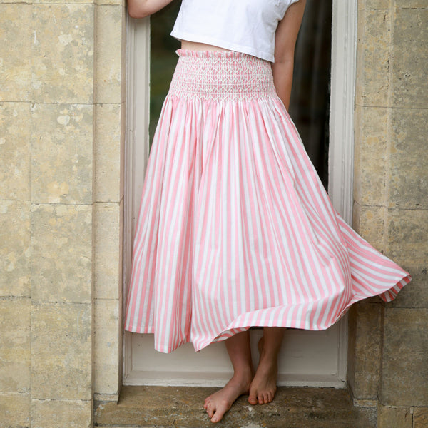 Sullivan Skirt Clubhouse Stripes with Sorbet Hand Smocking