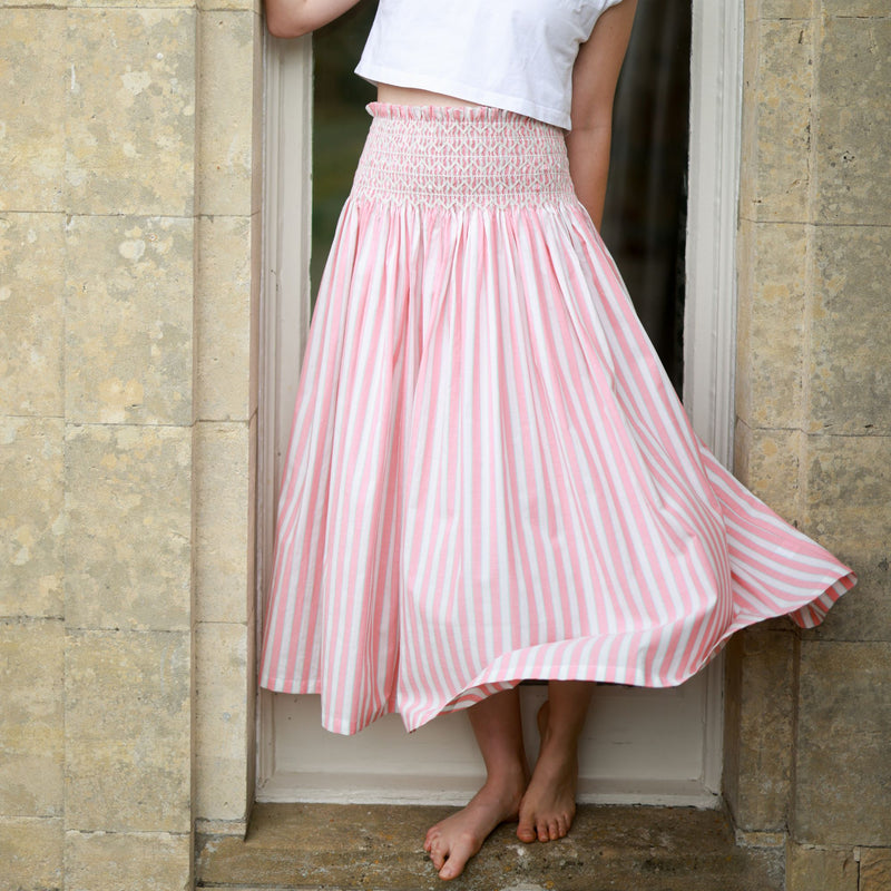 Sullivan Skirt Clubhouse Stripes with Sorbet Hand Smocking