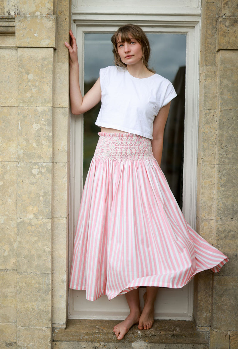 Sullivan Skirt Clubhouse Stripes with Sorbet Hand Smocking