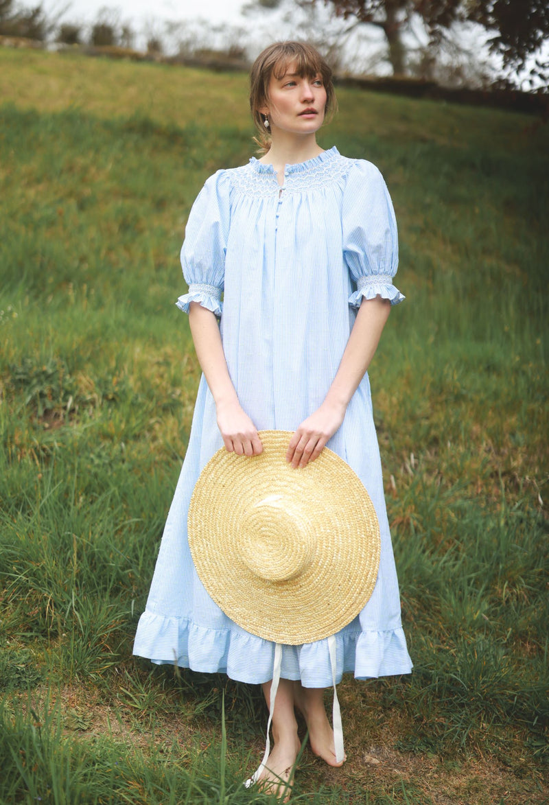 Grace Darling  Dress Lemon Drop Spot with Lemon Soda Hand Smocking