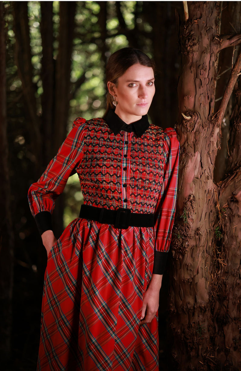 Victoria Woodhull Women's Dress Royal Stewart with with Nutcracker Hand Smocking