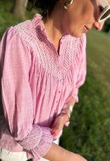 Rosa Parks Blouse Cherry Stripe with Summer White Hand Smocking Edition 8