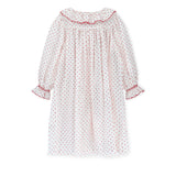 Nightingale Girl's Dress Red Berry Plumetti with Stacked Waves Hand Smocking