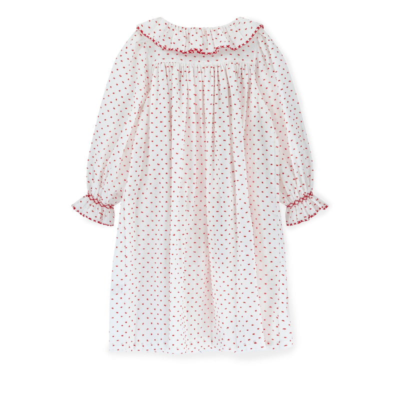 Nightingale Girl's Dress Red Berry Plumetti with Stacked Waves Hand Smocking