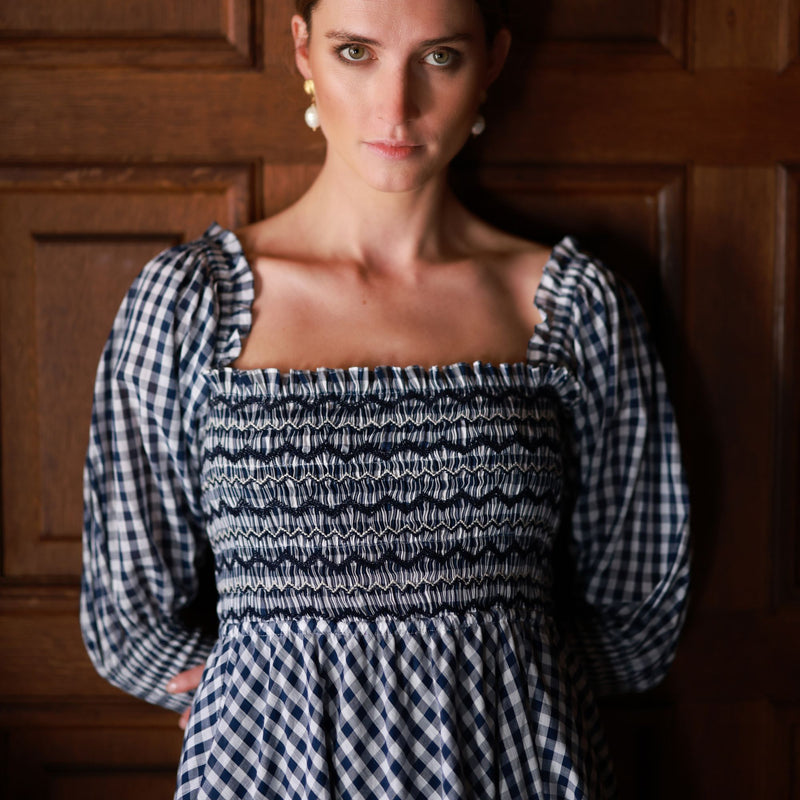 Trudy Ederle Dress Goodie-Two-Shoes Gingham with Blackberry Hand Smocking