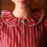De Beauvoir Blouse Varsity Stripe with Cricket White Embroidery