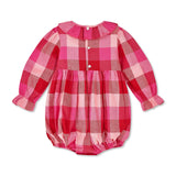 Jane Austen Romper Great Gingham with Crimson Hand Smocking
